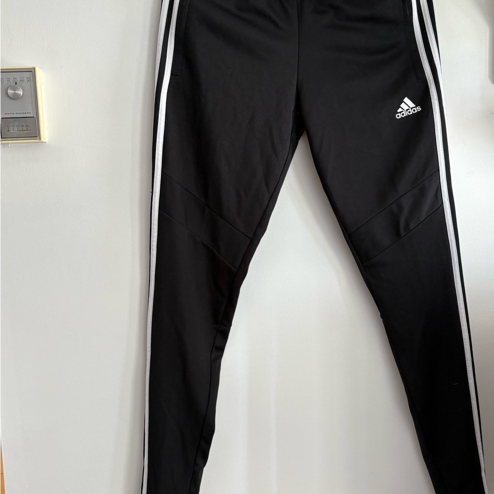 Adidas Women’s Black Joggers with White Stripes